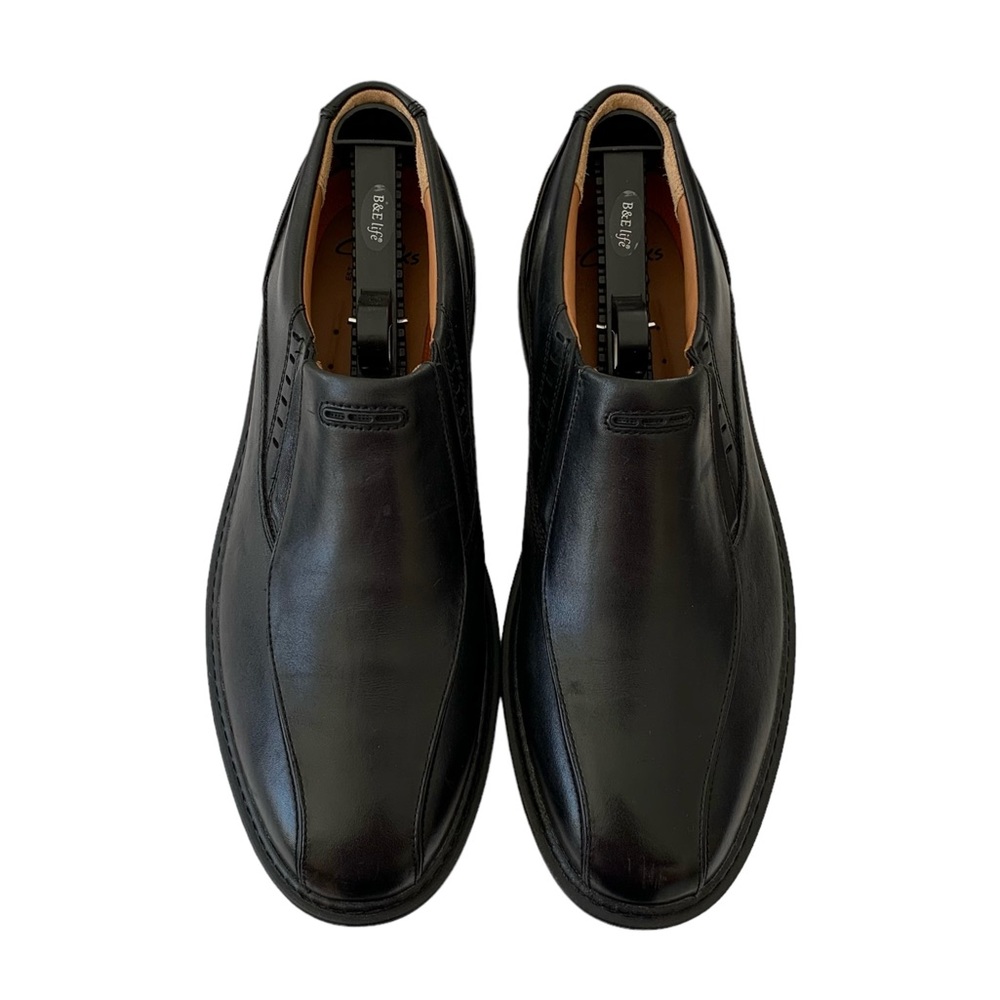 Clarks Black Leather “Unstructured” Slip-On Loafer